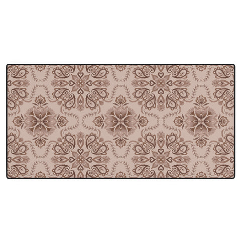 Pimlada Phuapradit Floral Tiles Light Brown Desk Mat