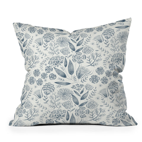 Pimlada Phuapradit Grey Leaf Outdoor Throw Pillow