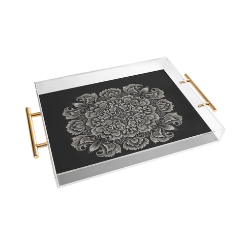 Pimlada Phuapradit Lace Doily drawing black Acrylic Tray