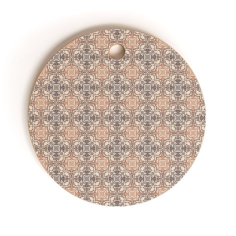 Pimlada Phuapradit Lace Tiles Beige and Brown Cutting Board Round