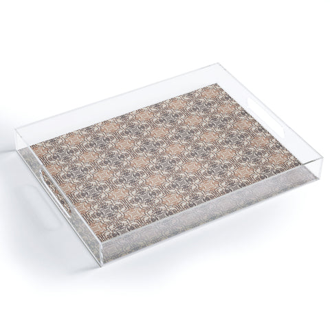 Pimlada Phuapradit Lace Tiles Beige and Brown Acrylic Tray