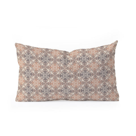 Pimlada Phuapradit Lace Tiles Beige and Brown Oblong Throw Pillow