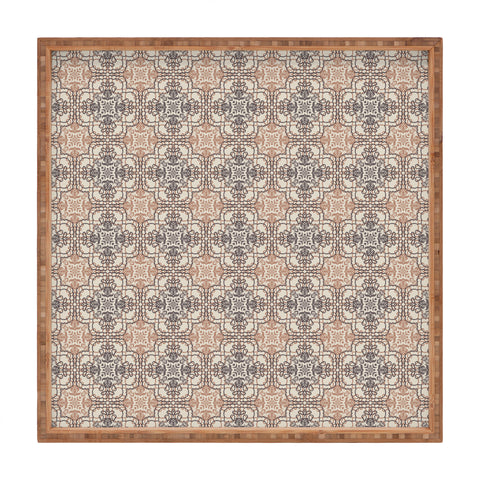 Pimlada Phuapradit Lace Tiles Beige and Brown Square Tray