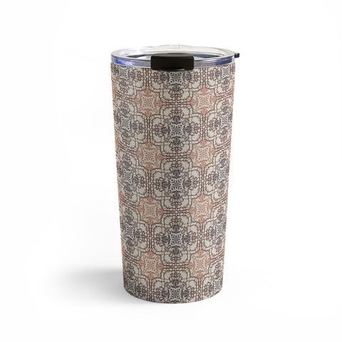 Pimlada Phuapradit Lace Tiles Beige and Brown Travel Mug