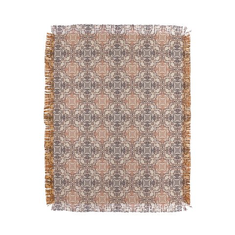 Pimlada Phuapradit Lace Tiles Beige and Brown Throw Blanket
