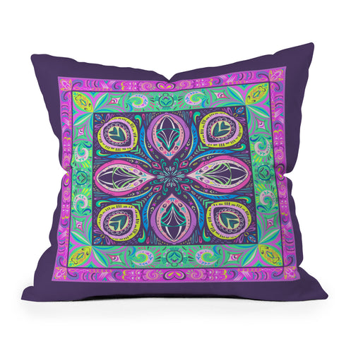 Pimlada Phuapradit Mandala flower Outdoor Throw Pillow