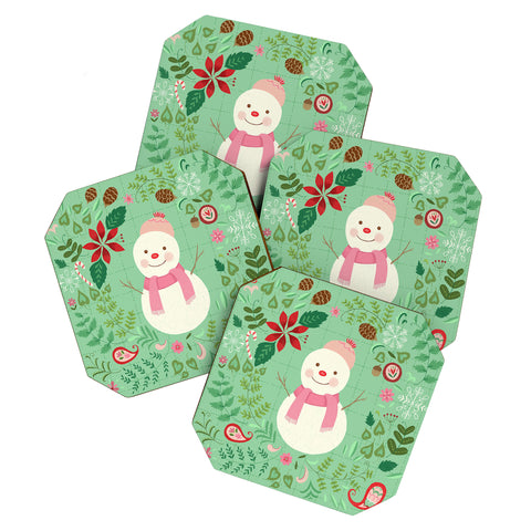 Pimlada Phuapradit Mint Snowman Coaster Set