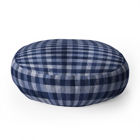 Pimlada Phuapradit Navy Gingham Floor Pillow Round