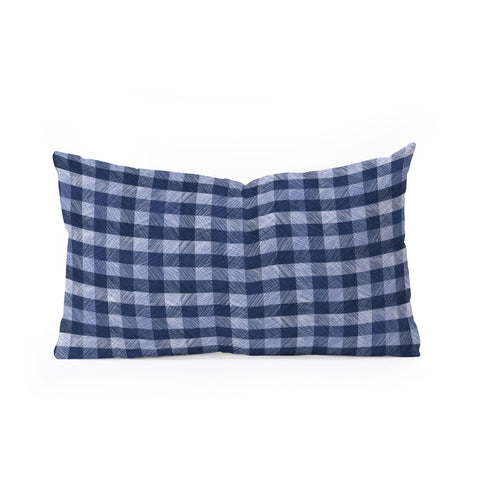 Pimlada Phuapradit Navy Gingham Oblong Throw Pillow