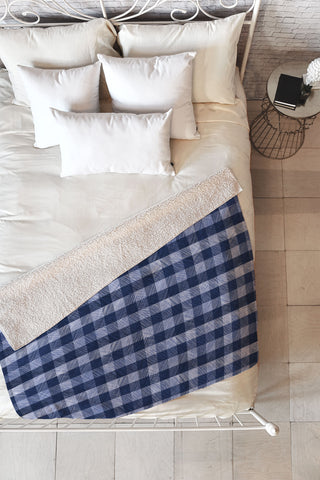 Pimlada Phuapradit Navy Gingham Fleece Throw Blanket
