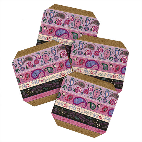 Pimlada Phuapradit Paisley and floral stripes Coaster Set