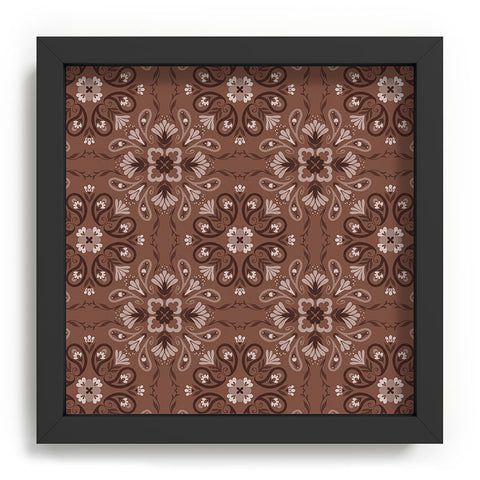 Pimlada Phuapradit Paisley Floral Tiles Brown Recessed Framing Square