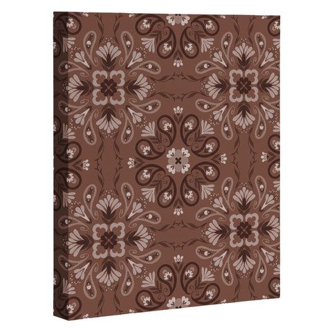 Pimlada Phuapradit Paisley Floral Tiles Brown Art Canvas