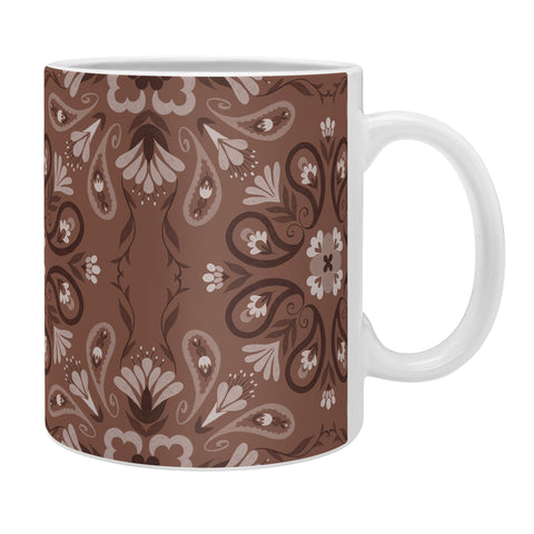 Pimlada Phuapradit Paisley Floral Tiles Brown Coffee Mug