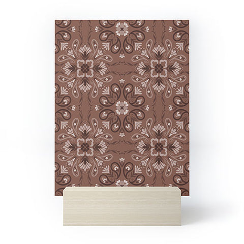 Pimlada Phuapradit Paisley Floral Tiles Brown Mini Art Print
