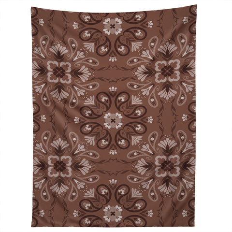 Pimlada Phuapradit Paisley Floral Tiles Brown Tapestry