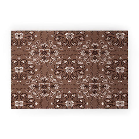 Pimlada Phuapradit Paisley Floral Tiles Brown Welcome Mat