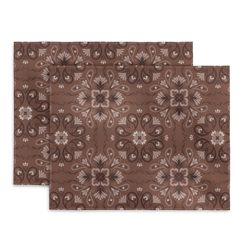 Pimlada Phuapradit Paisley Floral Tiles Brown Placemat