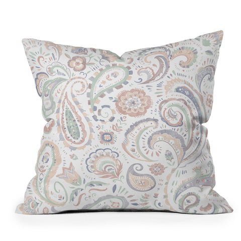 Pimlada Phuapradit pale paisley Outdoor Throw Pillow