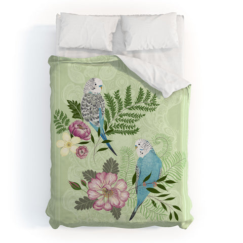 Pimlada Phuapradit Parakeets Duvet Cover