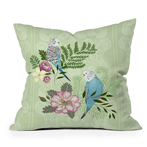 Pimlada Phuapradit Parakeets Outdoor Throw Pillow