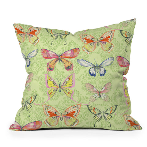 Pimlada Phuapradit Pastel Butterflies Outdoor Throw Pillow