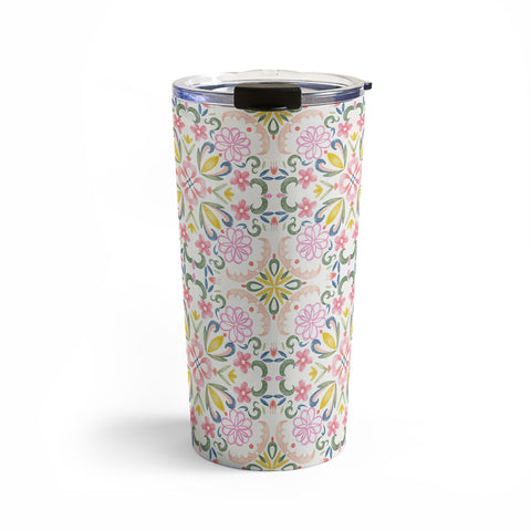 Pimlada Phuapradit Pastel Floral tile Travel Mug