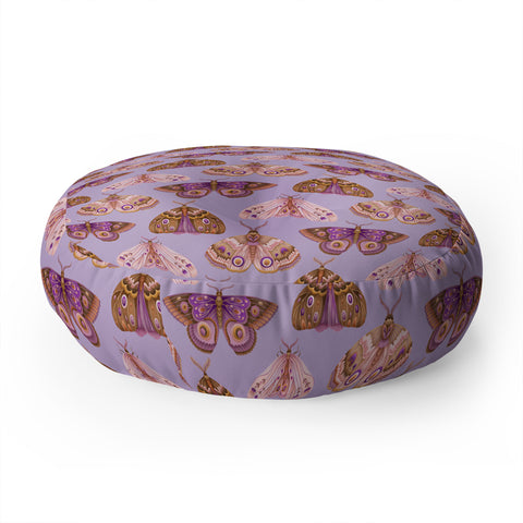 Pimlada Phuapradit Patterned Moths Floor Pillow Round