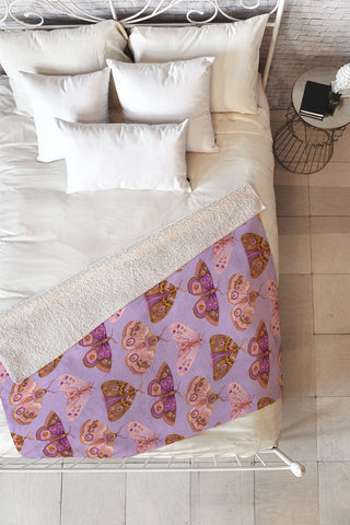 Pimlada Phuapradit Patterned Moths Fleece Throw Blanket