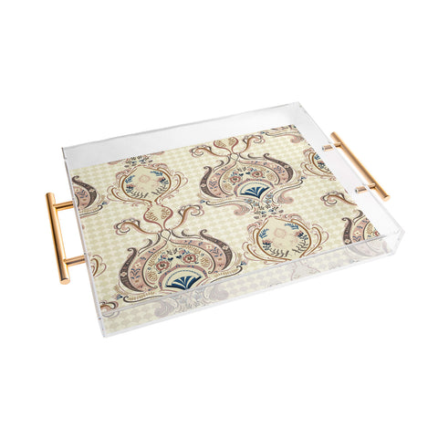 Pimlada Phuapradit Pink and Off white Floral Damasks Acrylic Tray