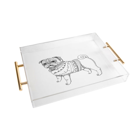 Pimlada Phuapradit pug line art Acrylic Tray
