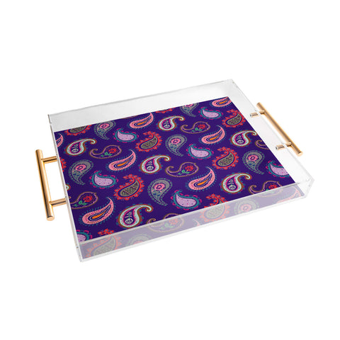 Pimlada Phuapradit Purple Paisleys Acrylic Tray