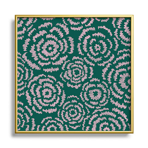 Pimlada Phuapradit Scalloped Flowers Square Metal Framed Art Print