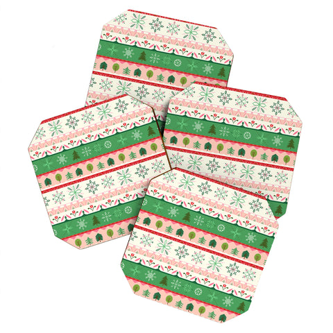 Pimlada Phuapradit snowflake stripes Coaster Set