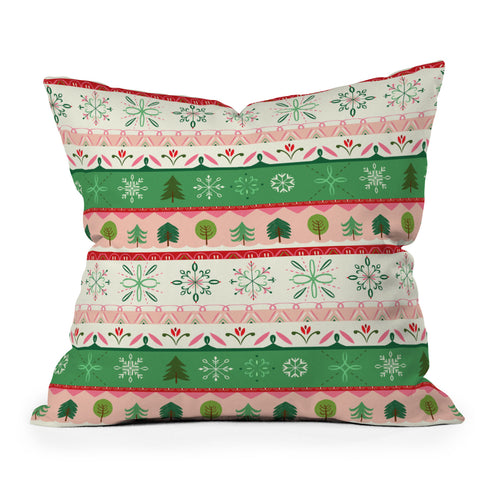 Pimlada Phuapradit snowflake stripes Outdoor Throw Pillow