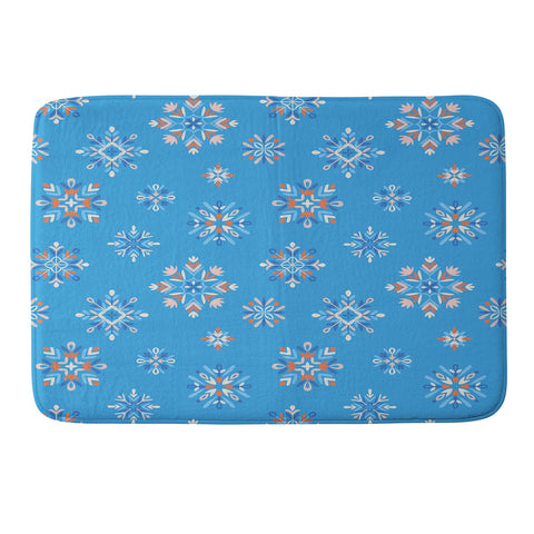 Pimlada Phuapradit Snowflakes Blue Memory Foam Bath Mat