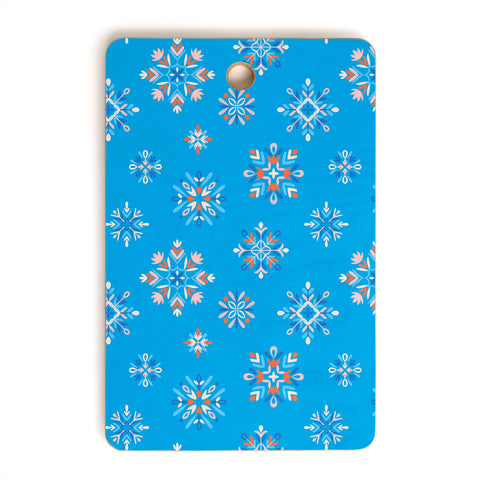 Pimlada Phuapradit Snowflakes Blue Cutting Board Rectangle