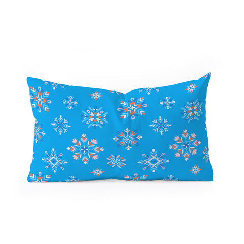 Pimlada Phuapradit Snowflakes Blue Oblong Throw Pillow
