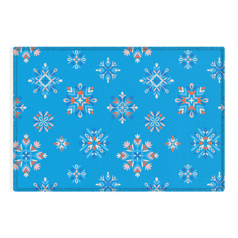Pimlada Phuapradit Snowflakes Blue Outdoor Rug