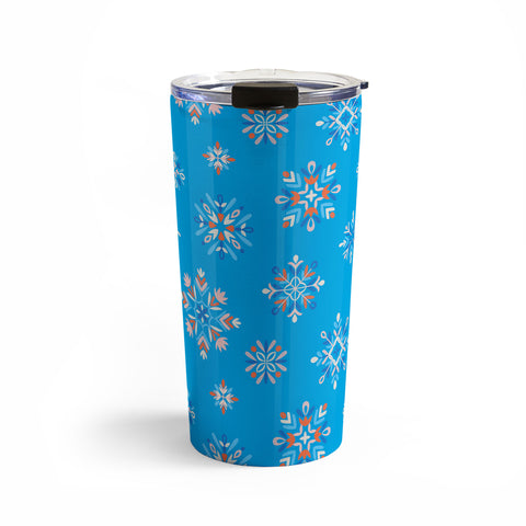 Pimlada Phuapradit Snowflakes Blue Travel Mug