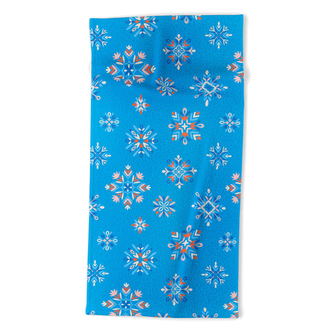 Pimlada Phuapradit Snowflakes Blue Beach Towel