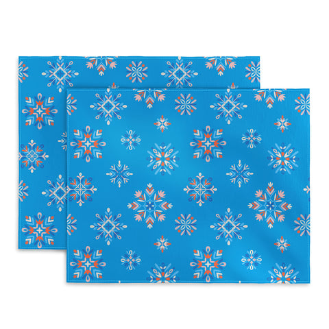 Pimlada Phuapradit Snowflakes Blue Placemat