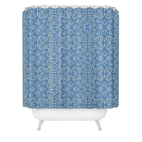 Pimlada Phuapradit Stella tiles blue Shower Curtain