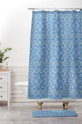 Pimlada Phuapradit Stella tiles blue Shower Curtain And Mat