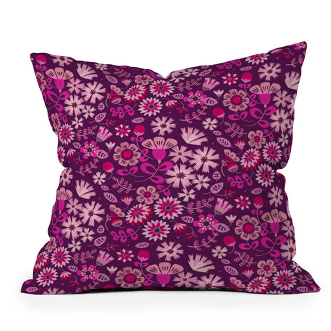Pimlada Phuapradit Summer Floral Pink 1 Outdoor Throw Pillow
