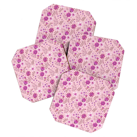 Pimlada Phuapradit Summer Floral Pink 3 Coaster Set
