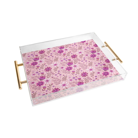 Pimlada Phuapradit Summer Floral Pink 3 Acrylic Tray