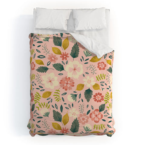 Pimlada Phuapradit Summer floral pink Duvet Cover