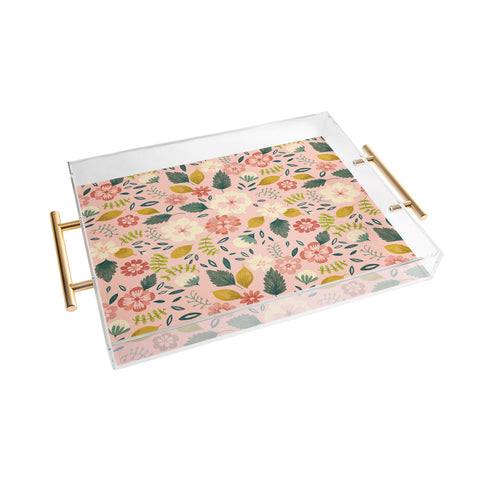 Pimlada Phuapradit Summer floral pink Acrylic Tray