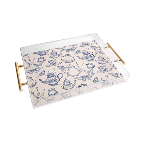 Pimlada Phuapradit Tea with butterflies Acrylic Tray